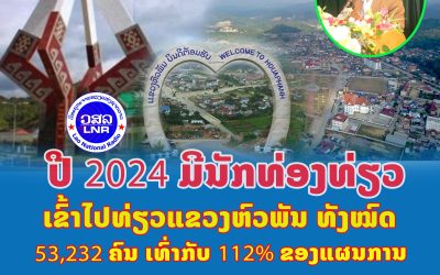 ປີ 2024 ມີນັກທ່ອງທ່ຽວເຂົ້າມາແຂວງຫົວພັນທັງໝົດ 53.232 ຄົນ