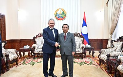 ສະຫາຍ ພົນເອກ ຈັນສະໝອນ ຈັນຍາລາດ ຕ້ອນຮັບສະຫາຍ ເລຂາທິການສະພາຄວາມໝັ້ນຄົງ ສ. ຣັດເຊຍ